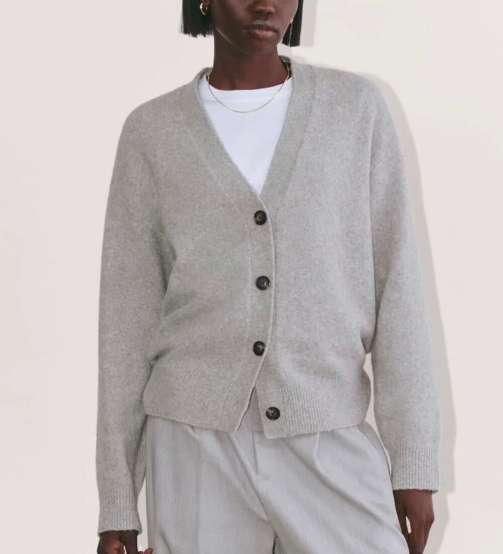 Everlane Cocoon Cardigan Heather Gray Wool Alpaca Blend Sweater Size S NWT